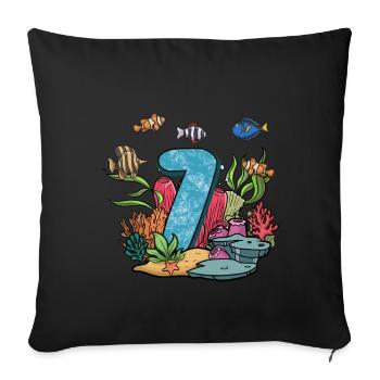 Aquarium Fish Gift - Sofa pillowcase 17,3'' x 17,3'' (45 x 45 cm) - black - Front