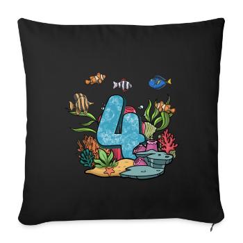 Cadeau de poisson d’aquarium - Housse de coussin décorative 45 x 45 cm - noir - Devant