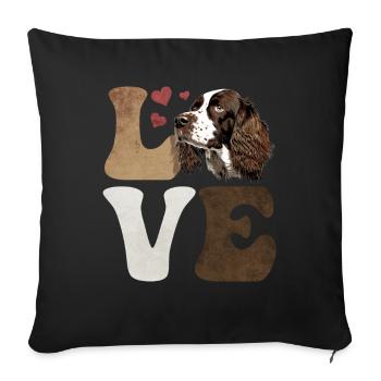 Français Springer Spaniel Dog LOVE - Housse de coussin décorative 45 x 45 cm - noir - Devant