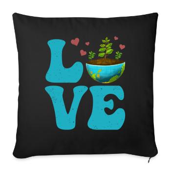 Environnementaliste Jour de la Terre Recyclage AMOUR - Housse de coussin décorative 45 x 45 cm - noir - Devant