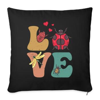 Entomologie, entomologiste, Coléoptère - Housse de coussin décorative 45 x 45 cm - noir - Devant