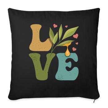 LOVE Huile essentielle - Housse de coussin décorative 45 x 45 cm - noir - Devant