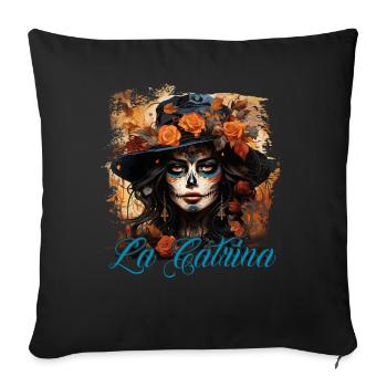 La Catrina Cool Dia De Los Muertos Design - Sofa pillowcase 17,3'' x 17,3'' (45 x 45 cm) - black - Front