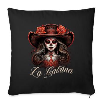 La Catrina Cool Dia De Los Muertos Design - Sofa pillowcase 17,3'' x 17,3'' (45 x 45 cm) - black - Front