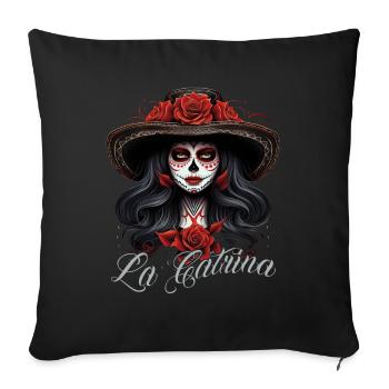 La Catrina Cool Dia De Los Muertos Design - Sofa pillowcase 17,3'' x 17,3'' (45 x 45 cm) - black - Front