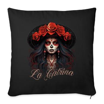 La Catrina Cool Dia De Los Muertos Design - Sofa pillowcase 17,3'' x 17,3'' (45 x 45 cm) - black - Front