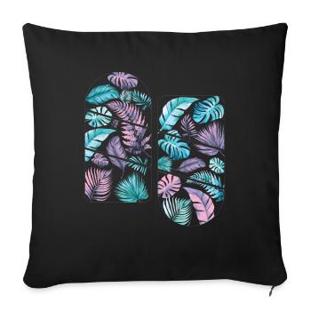 Feuilles, Tropical, Forêt tropicale, Forêt tropicale, Nature, Plante - Housse de coussin décorative 45 x 45 cm - noir - Devant