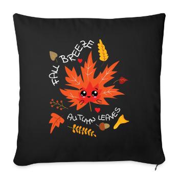 Brise d’automne Feuilles d’automne Herbst Blätter - Housse de coussin décorative 45 x 45 cm - noir - Devant