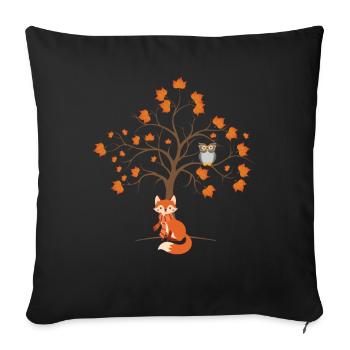 Autumn Fox Owl Fall Autumn Leaves - Sofa pillowcase 17,3'' x 17,3'' (45 x 45 cm) - black - Front