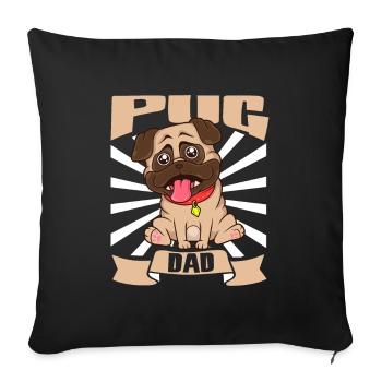 Pug Dad - Mops - Sofa pillowcase 17,3'' x 17,3'' (45 x 45 cm) - black - Front