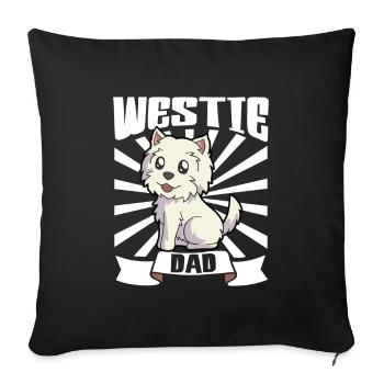 Westie Dad - West Highland Terrier - Housse de coussin décorative 45 x 45 cm - noir - Devant
