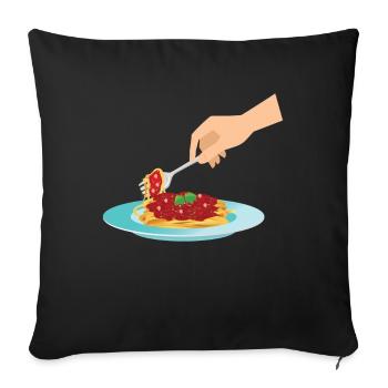 Spaghetti Noodle Food Italie - Housse de coussin décorative 45 x 45 cm - noir - Devant