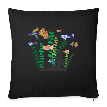 Aquatique Aquarium Poissons aquatiques - Housse de coussin décorative 45 x 45 cm - noir - Devant