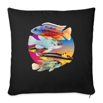 Poissons Aquarium Poissons aquatiques - Housse de coussin décorative 45 x 45 cm - noir - Devant