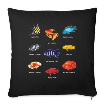 Espèces de poissons Aquariophile Aquariophile Aquaristique - Housse de coussin décorative 45 x 45 cm - noir - Devant