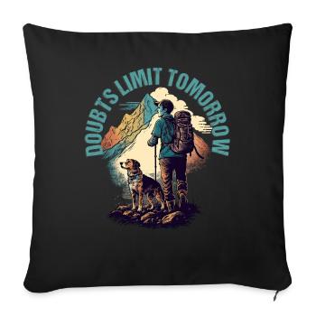 Wanderer mit Hund Design für Bergsteiger - Sofakissenbezug 45 x 45 cm - Schwarz - Vorne