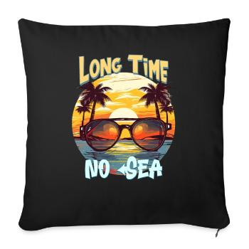 Vacances d’été au bord de la mer Longtemps pas de mer - Housse de coussin décorative 45 x 45 cm - noir - Devant