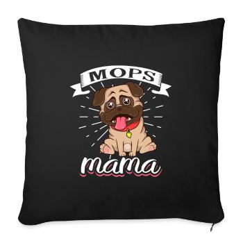 Pug Mom - Pug - Sofa pillowcase 17,3'' x 17,3'' (45 x 45 cm) - black - Front