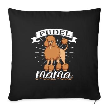 Maman caniche - Caniche - Housse de coussin décorative 45 x 45 cm - noir - Devant