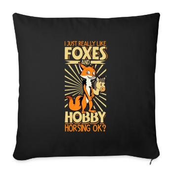 J’adore les renards et les hobby horsing - Housse de coussin décorative 45 x 45 cm - noir - Devant
