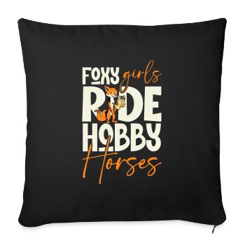 Smart Girl Riding Hobby Horse - Hobby Horsing - Sofa pillowcase 17,3'' x 17,3'' (45 x 45 cm) - black - Front
