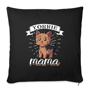 Yorkie Mama - Yorkshire Terrier - Housse de coussin décorative 45 x 45 cm - noir - Devant