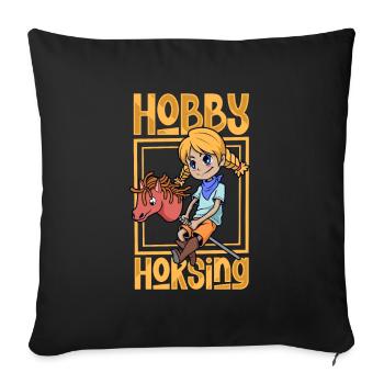 Fille faisant du horsing de passe-temps - Housse de coussin décorative 45 x 45 cm - noir - Devant