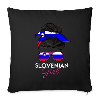 Fille slovène - Housse de coussin décorative 45 x 45 cm - noir - Devant