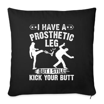 Leg prosthesis amputees - Sofa pillowcase 17,3'' x 17,3'' (45 x 45 cm) - black - Front