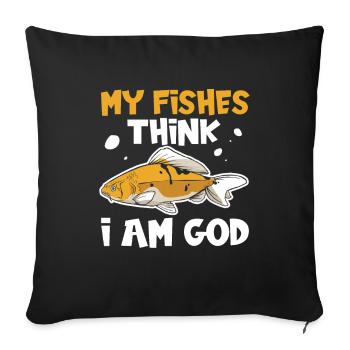 Aquarist Koi Fish Lover Aquarium - Sofa pillowcase 17,3'' x 17,3'' (45 x 45 cm) - black - Front