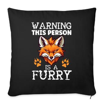 Furry Fandom Fursona Fursuit Wolf - Sofa pillowcase 17,3'' x 17,3'' (45 x 45 cm) - black - Front