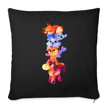 Furry Fandom Fursona Fursuit Fox Horse Cat - Sofa pillowcase 17,3'' x 17,3'' (45 x 45 cm) - black - Front