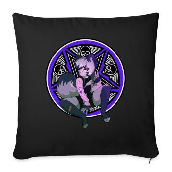 Furry Fandom Fursona Fursuit Fox Pentagramme - Housse de coussin décorative 45 x 45 cm - noir - Devant