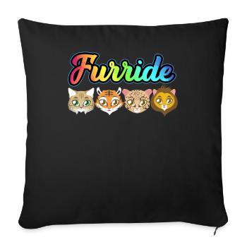 LGBTQ Furry Fandom Fursona Fursuit - Sofa pillowcase 17,3'' x 17,3'' (45 x 45 cm) - black - Front