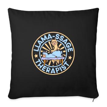 Lama-ssage Thérapeute - Llama Masseur - Housse de coussin décorative 45 x 45 cm - noir - Devant