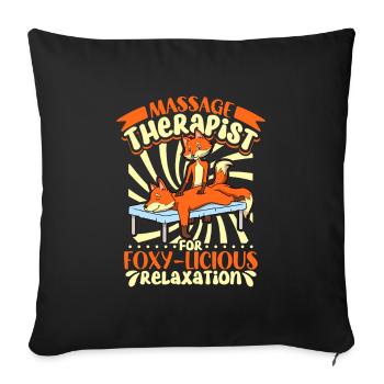 Fuchs bei der Massage - Sofakissenbezug 45 x 45 cm - Schwarz - Vorne