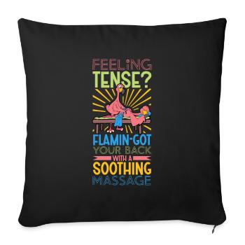 Flamingo is a masseur - Sofa pillowcase 17,3'' x 17,3'' (45 x 45 cm) - black - Front