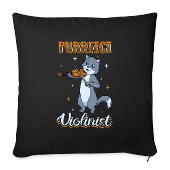 Purrfect Violoniste - Chat au violon - Housse de coussin décorative 45 x 45 cm - noir - Devant