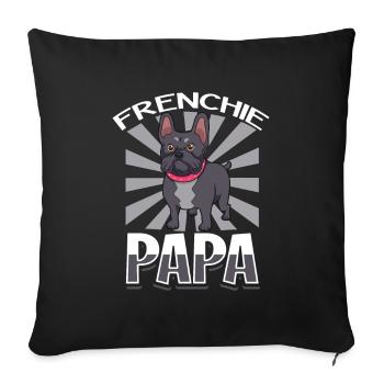 Frenchie Papa - Bouledogue français - Housse de coussin décorative 45 x 45 cm - noir - Devant