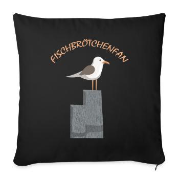 Fischbrötchen Fan die Möwe - Sofakissenbezug 45 x 45 cm - Schwarz - Vorne