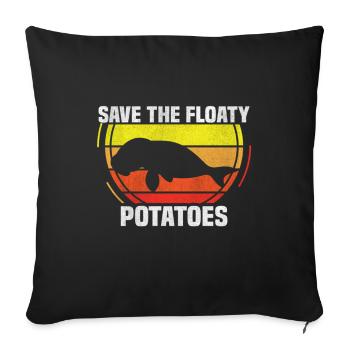 Save the floaty potatoes Manatee Manatees Florida - Sofa pillowcase 17,3'' x 17,3'' (45 x 45 cm) - black - Front
