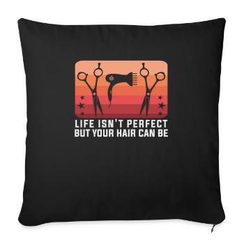 hairdresser, barber, hairdresser, hair salon - Sofa pillowcase 17,3'' x 17,3'' (45 x 45 cm) - black - Front