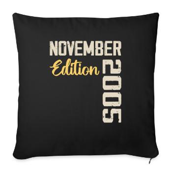 Né en novembre 2005 - Edition 2005 - Housse de coussin décorative 45 x 45 cm - noir - Devant