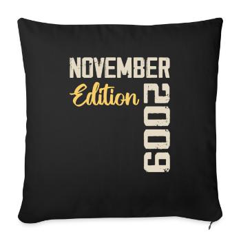 Born in November 2009 - Edition 2009 - Sofa pillowcase 17,3'' x 17,3'' (45 x 45 cm) - black - Front