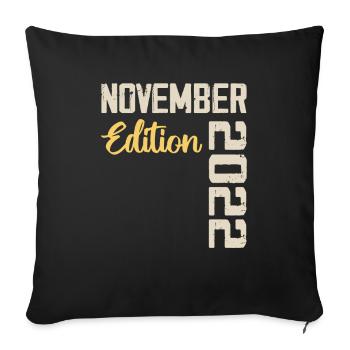 Né en novembre 2022 - Edition 2022 - Housse de coussin décorative 45 x 45 cm - noir - Devant