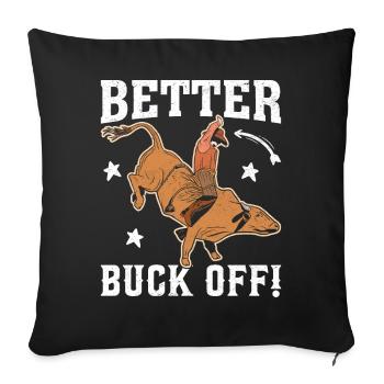 Drôle de cavalier de taureau taureau chevauchant un cow-boy - Housse de coussin décorative 45 x 45 cm - noir - Devant