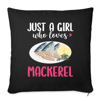 Maquereau Mackrel Pêche en eau salée - Housse de coussin décorative 45 x 45 cm - noir - Devant