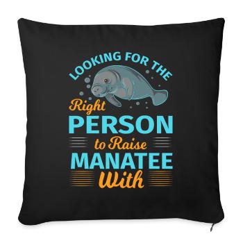 La bonne personne pour élever un lamantin Mignon lamantin de mer - Housse de coussin décorative 45 x 45 cm - noir - Devant