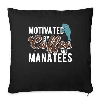 Motivated by coffee and Manatees Sweet Ocean Manatee - Sofa pillowcase 17,3'' x 17,3'' (45 x 45 cm) - black - Front