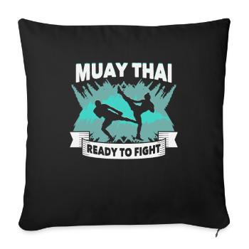 Muay Thai Arts Martiaux Muay Thai Entraîneur Muay Thai Muay Thai - Housse de coussin décorative 45 x 45 cm - noir - Devant